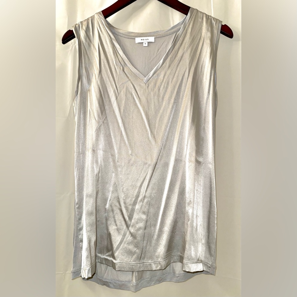 NWOT Reiss Silver Sleeveless Top